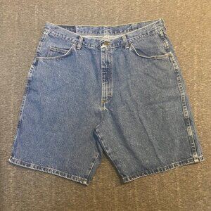 Vintage Wrangler Denim Jean Shorts Blue Mens 38 Baggy‎ Jorts 9" Inseam Y2K Dad